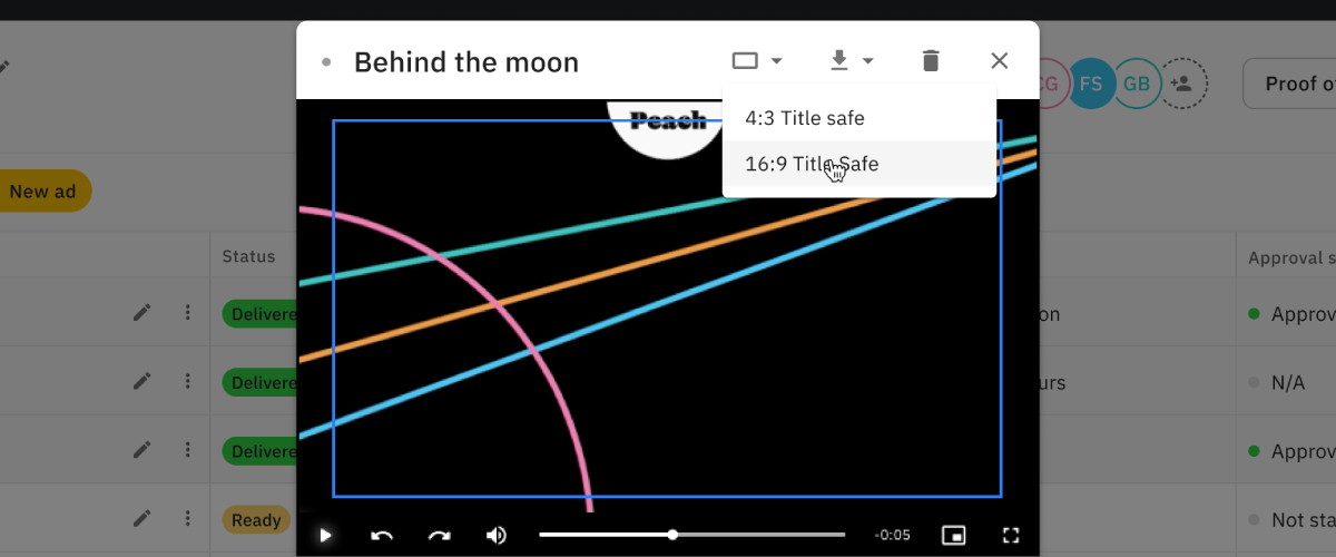 Screenshot of safety zone user interface